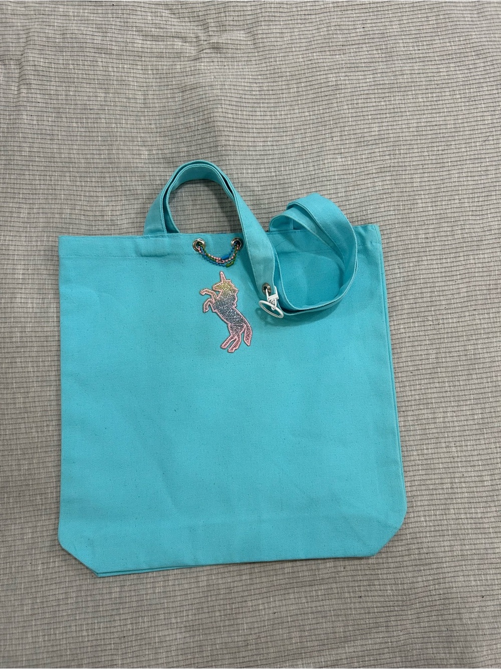 Turquoise Unicorn Canvas Tote Bag